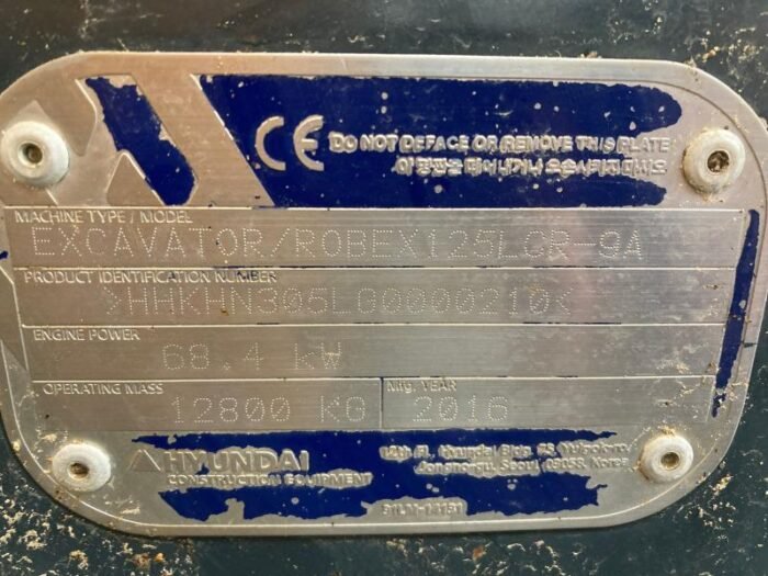 Excavadora de orugas Hyundai R125 LCR-9A - Imagen 5
